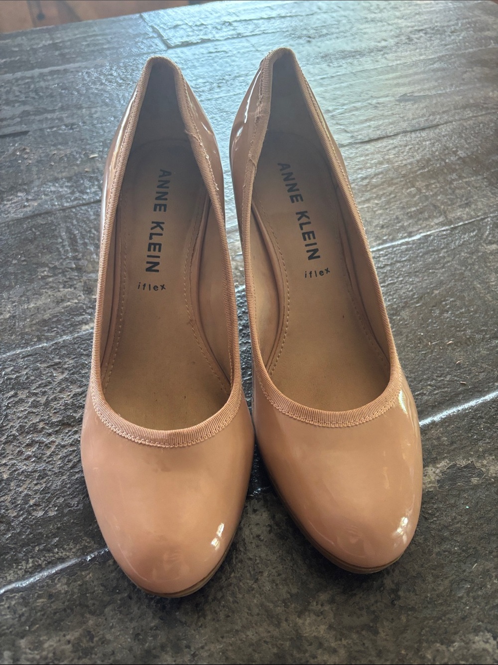 Anne Klein Blush Patent Round-Toe Pumps